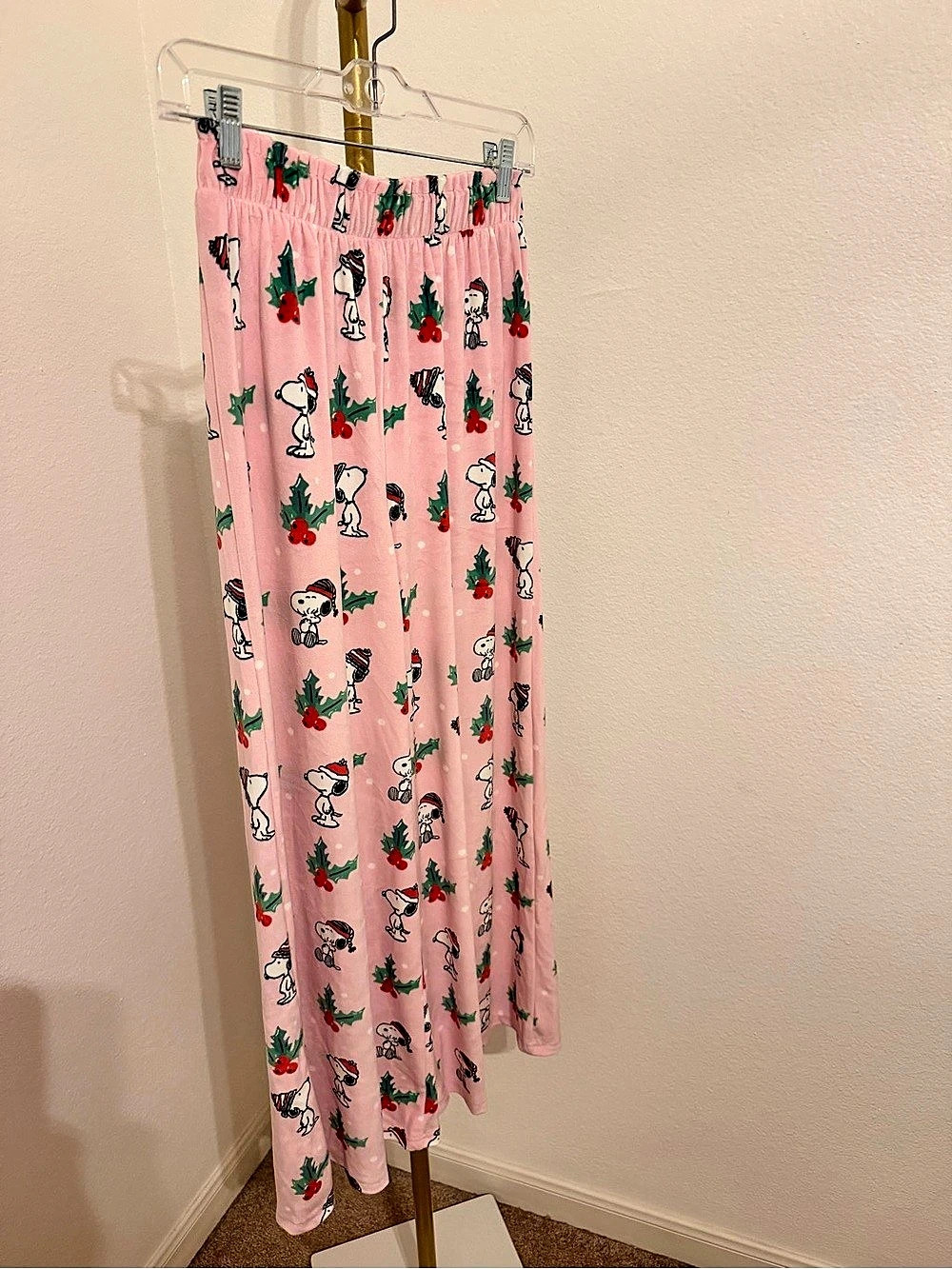 munki Peanuts Print Wide Leg Pants Pink Small Like New